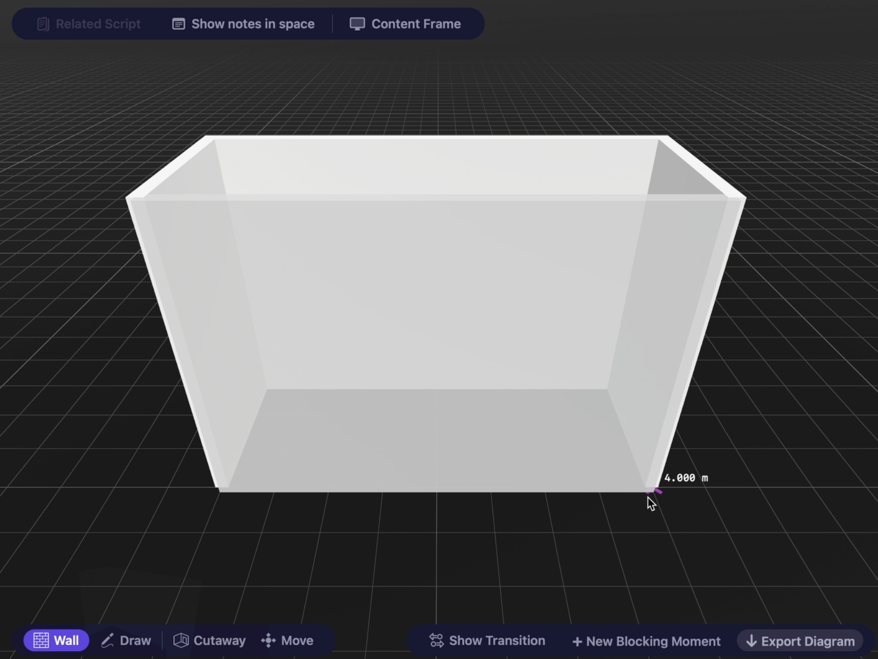 Vivarium wall model being created in a 3D stage editor